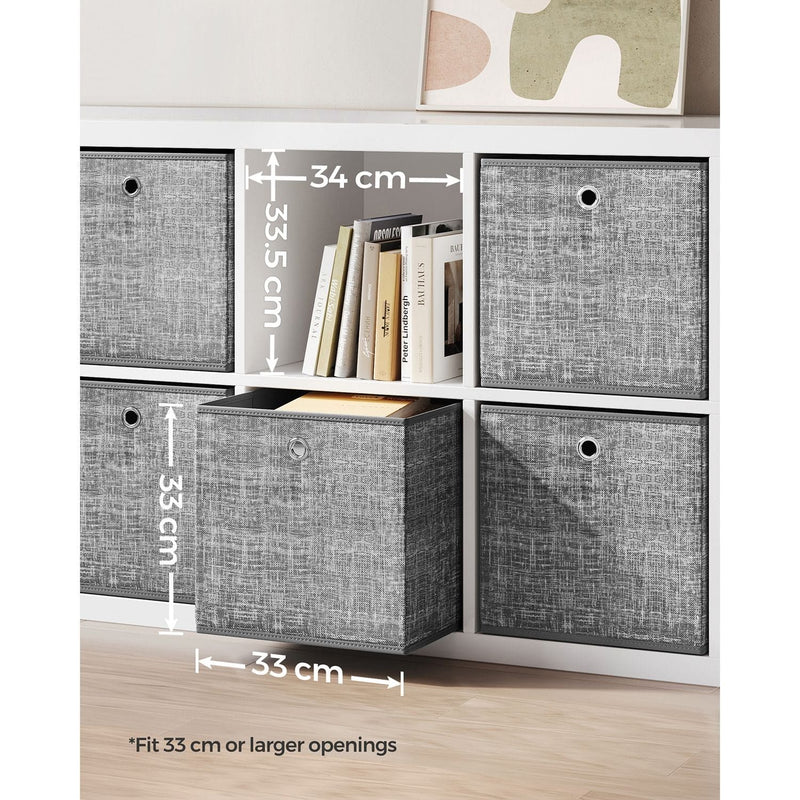 Songmics Fabric Boxes for Cube Storage, Grey