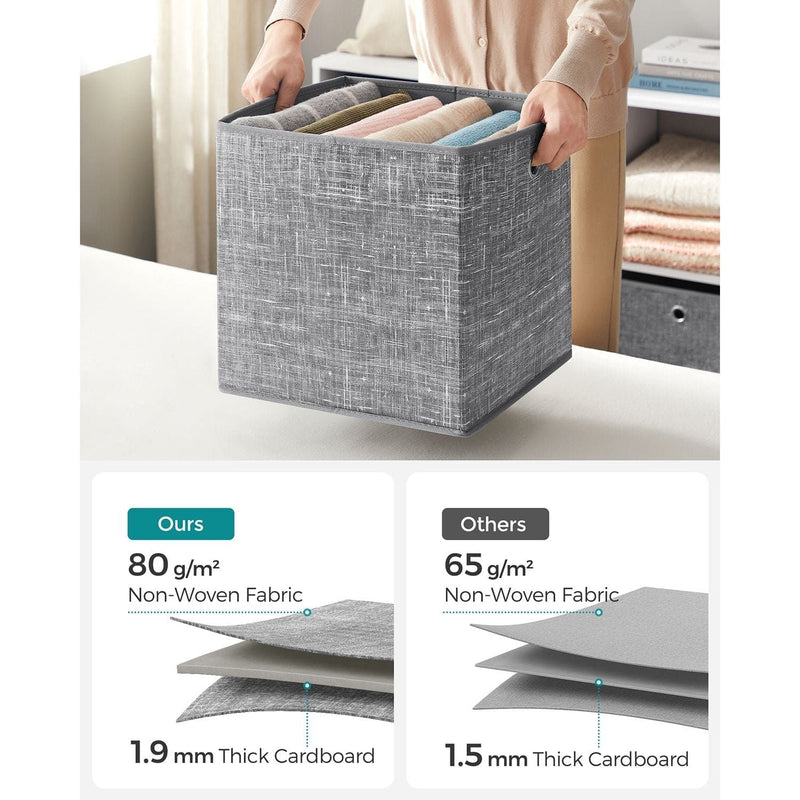 Songmics Fabric Boxes for Cube Storage, Grey