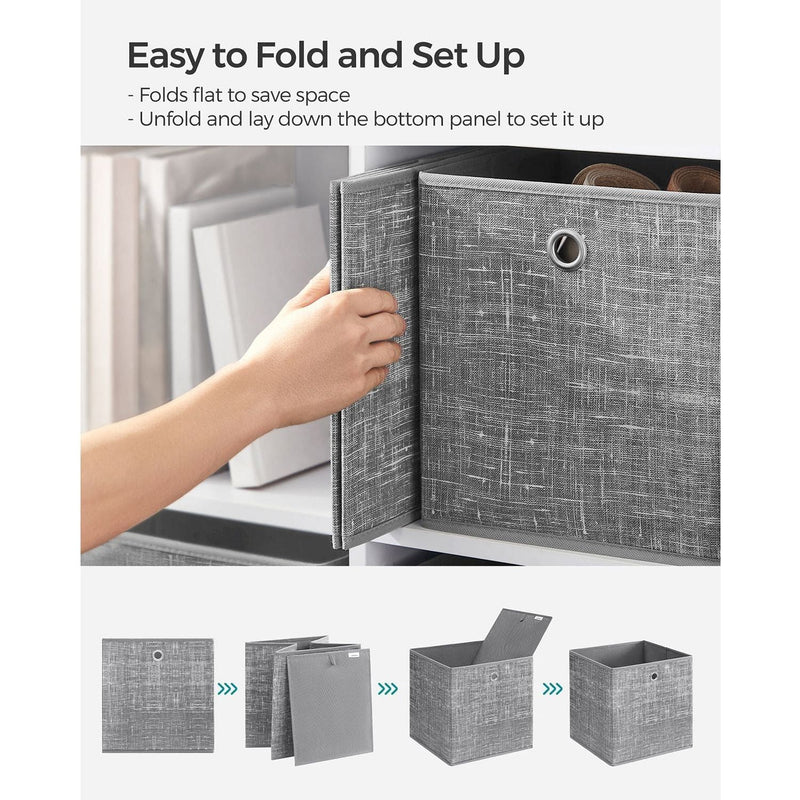 Songmics Fabric Boxes for Cube Storage, Grey