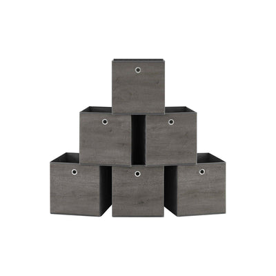Fabric Boxes for Cube Storage Set of 6, Grey, 30x30x30cm Songmics