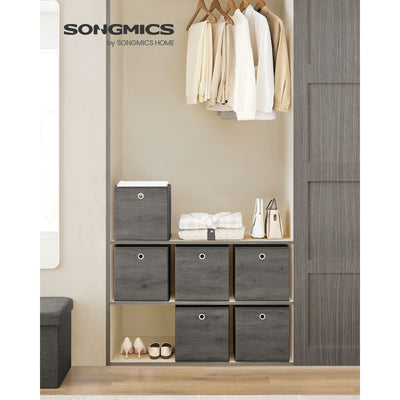 Fabric Boxes for Cube Storage Set of 6, Grey, 30x30x30cm Songmics