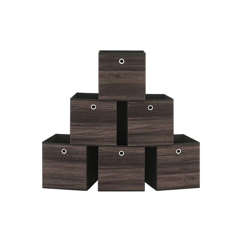 Fabric Boxes for Cube Storage Set of 6, Brown, 30x30x30cm