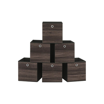 Fabric Boxes for Cube Storage Set of 6, Brown, 30x30x30cm Songmics