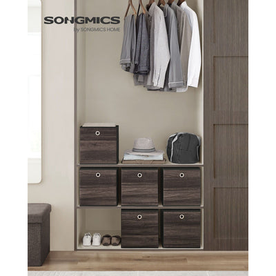 Fabric Boxes for Cube Storage Set of 6, Brown, 30x30x30cm Songmics