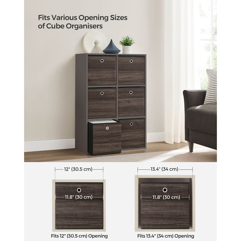 Fabric Boxes for Cube Storage Set of 6, Brown, 30x30x30cm