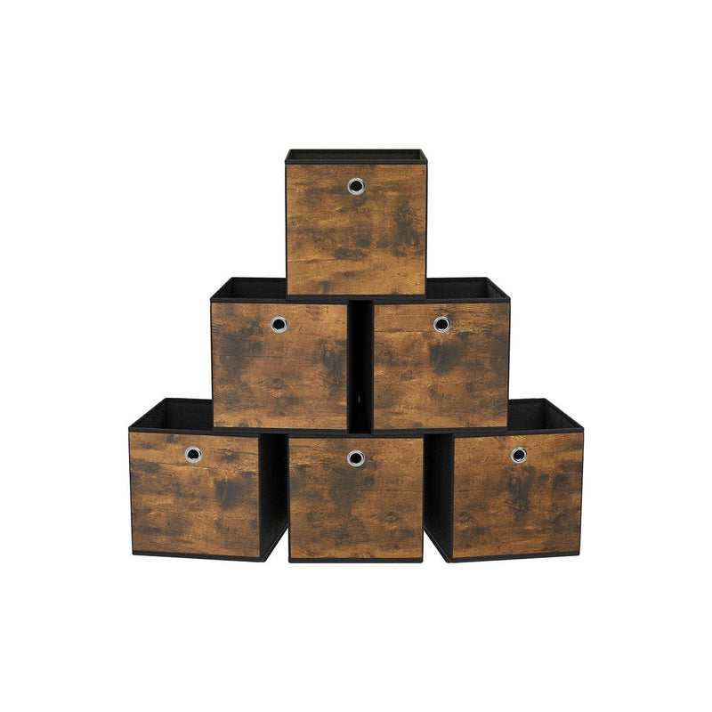 Songmics Industrial Fabric Boxes for Cube Storage Set of 6, 26x26x28cm