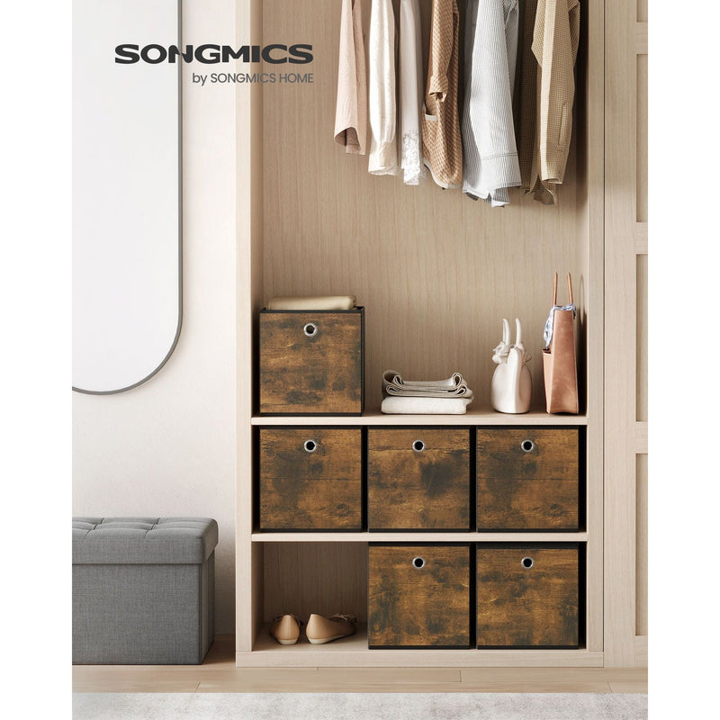 Songmics Industrial Fabric Boxes for Cube Storage Set of 6, 26x26x28cm