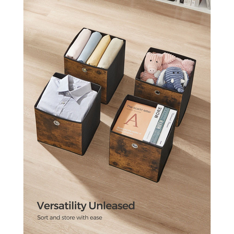 Songmics Industrial Fabric Boxes for Cube Storage Set of 6, 26x26x28cm