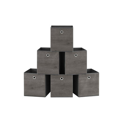 Songmics Fabric Boxes for Cube Storage Set of 6 Grey, 26x26x28cm Songmics