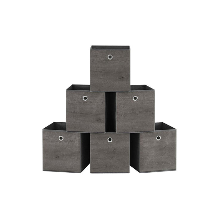 Fabric Boxes for Cube Storage Set of 6 Grey, 26x26x28cm
