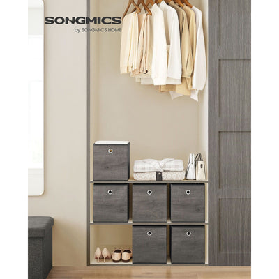 Songmics Fabric Boxes for Cube Storage Set of 6 Grey, 26x26x28cm Songmics