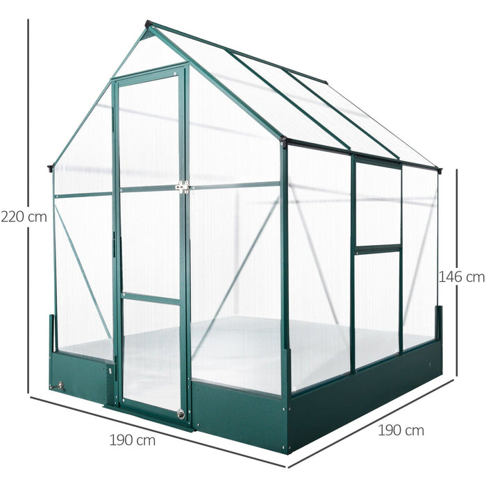 6x6 Polycarbonate Greenhouse, Custom Interior, Aluminium Frame