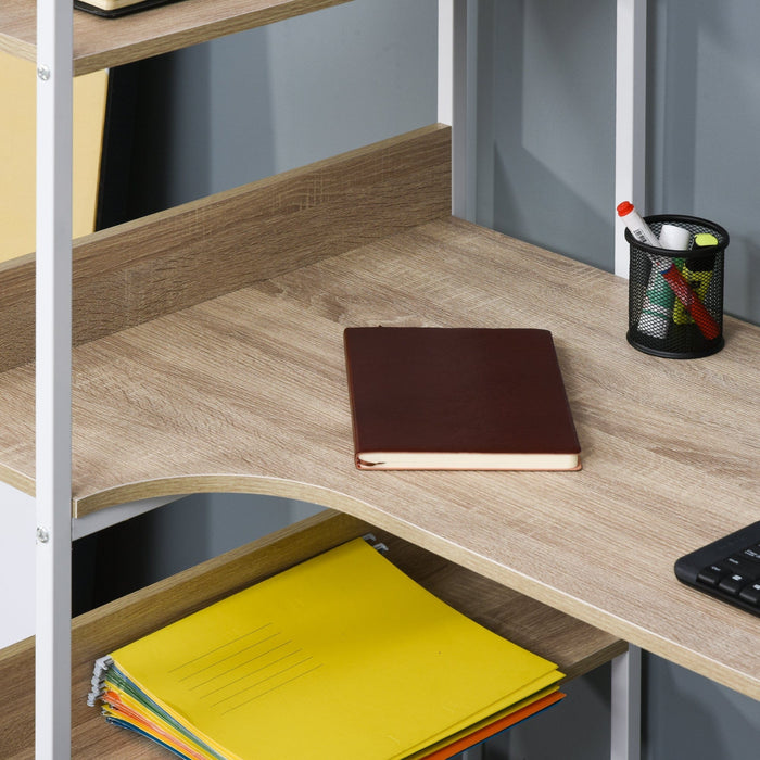 Retro Desk With Shelves, Metal Frame Home Office Workstation