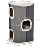 PawHut Cat Barrel Kitten Tree Tower Sisal Scratching Pet Furniture Climbing Frame Cozy Platform Soft Plush & Lamb Fleece Grey Pawhut