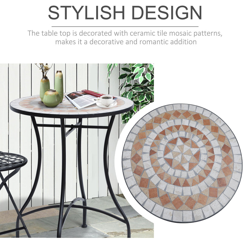 Mosaic Round Garden Table, 60cm