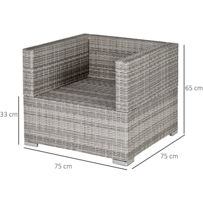 Single Rattan Sofa Chair with Padded Cushion for Outdoor Outsunny