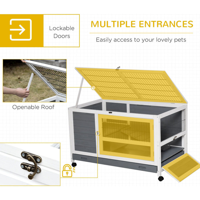 Indoor Rabbit Hutch with Lift Open Top