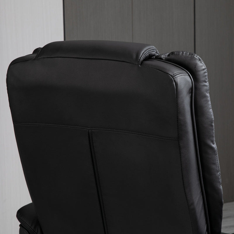 Black Manual Recliner Chair & Footrest Set with Swivel Base