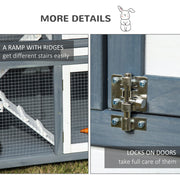 2 Tier Wooden Rabbit Hutch, Grey Pawhut