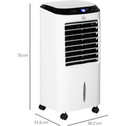 HOMCOM Portable Air Cooler, Evaporative Anion Ice Cooling Fan Water Conditioner Humidifier Unit w/3 Speed, Remote Controller, Timer for Home Bedroom Homcom