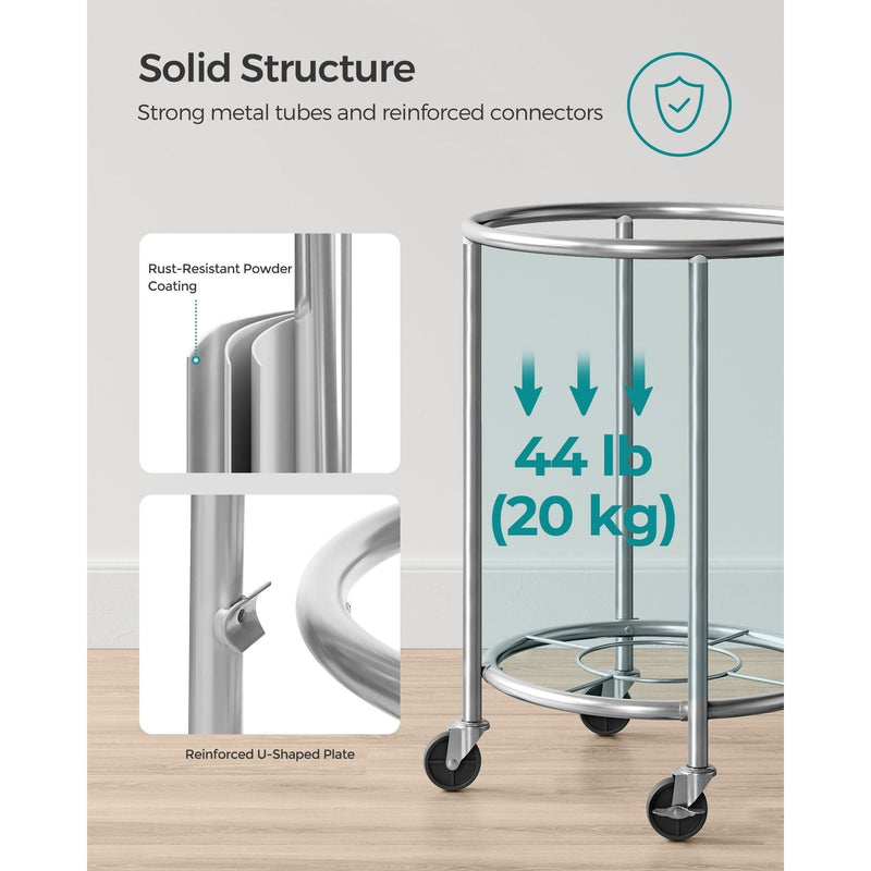 Songmics Laundry Basket on Wheels, Cream & Silver, 110L