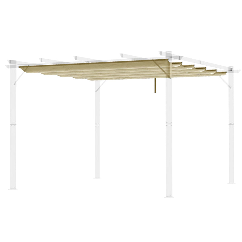 Outsunny Retractable Pergola Shade Cover, Replacement Canopy for 4 x 3 (m) Pergola, Retractable Roof, Beige Outsunny