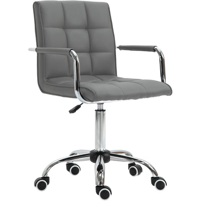 PU Leather Swivel Desk Chair Grey Vinsetto