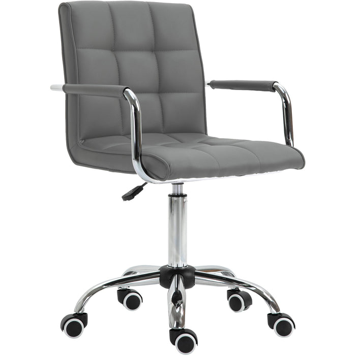PU Leather Swivel Desk Chair Grey