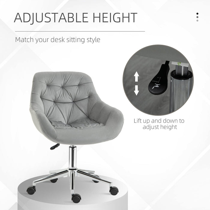 Grey Velvet Ergonomic Office Chair