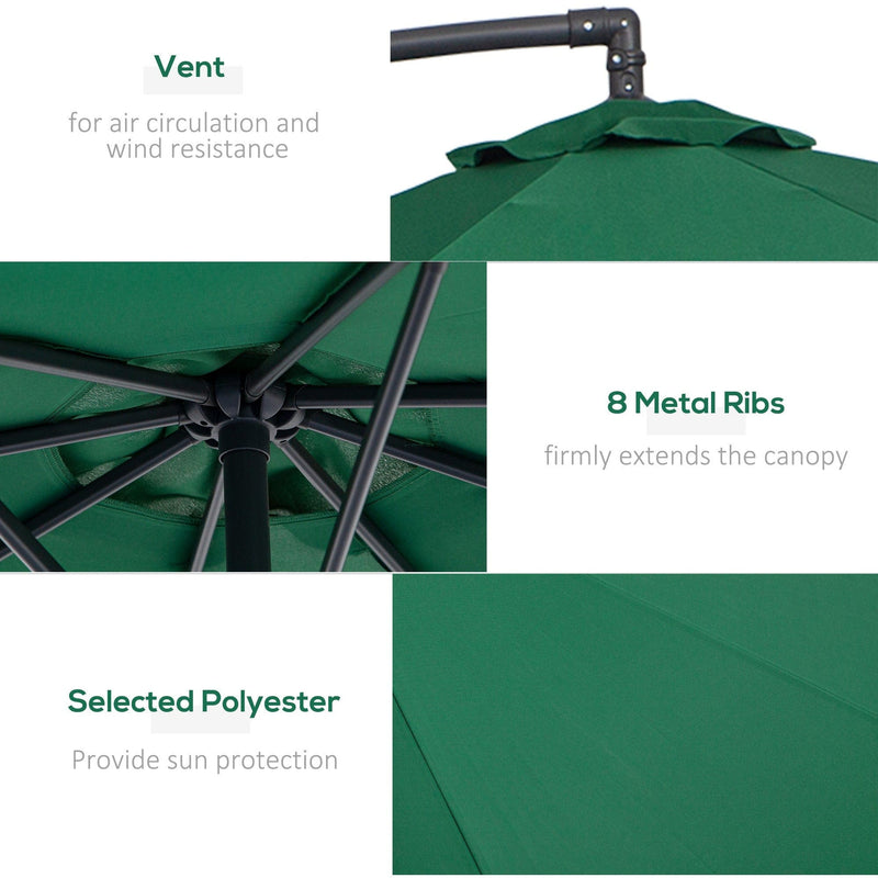 Image of a Green Overhanging Garden Parasol
