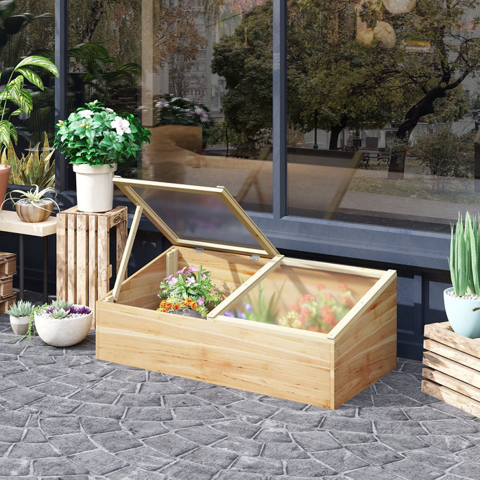 Small Wooden Cold Frame - Polycarbonate - 100x50x36 cm