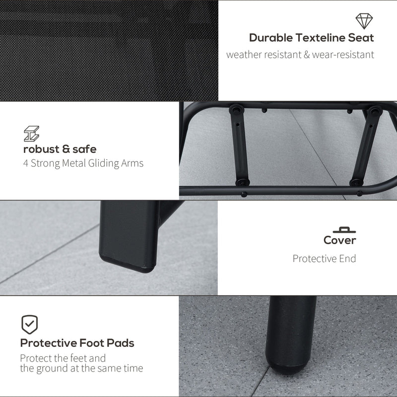 Bistro Set With Glider Chairs, Black