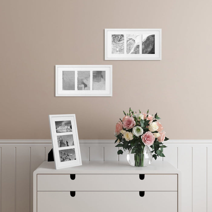 White Triple Photo Frame with Glass Front