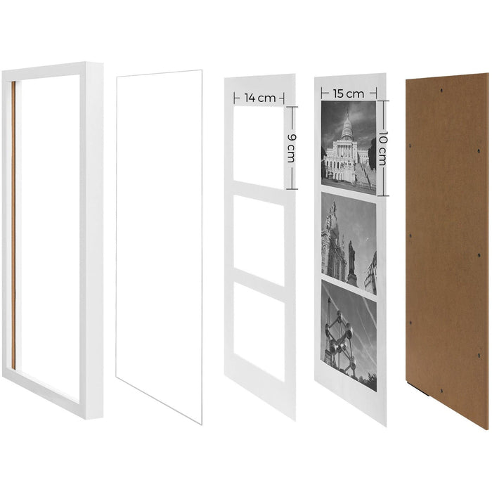 White Triple Photo Frame with Glass Front