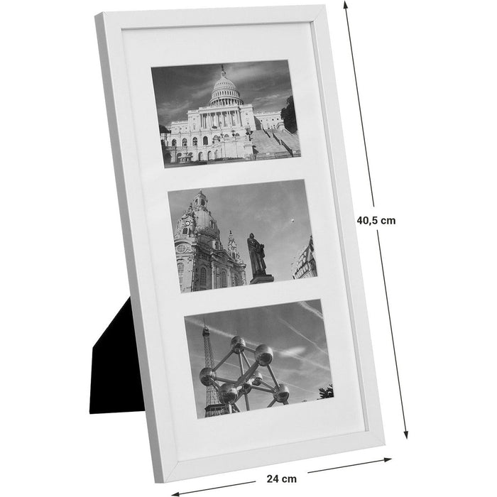 White Triple Photo Frame with Glass Front