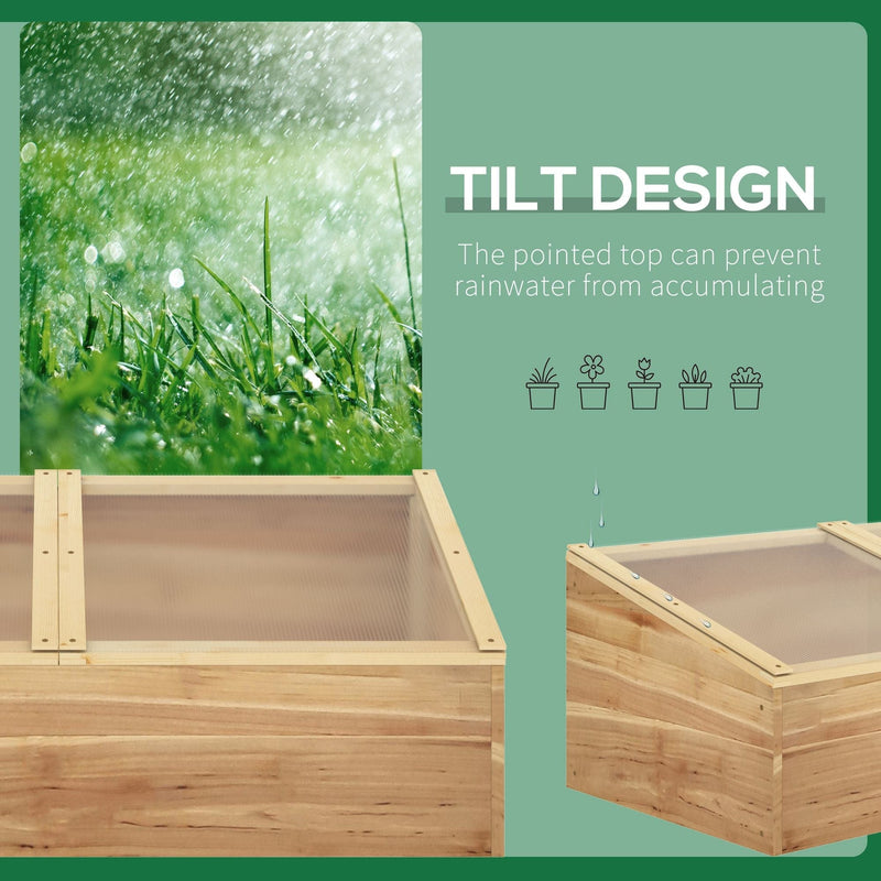 Small Wooden Cold Frame - Polycarbonate - 100x50x36 cm
