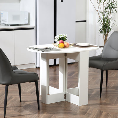 Small Round White Drop Leaf Table Homcom