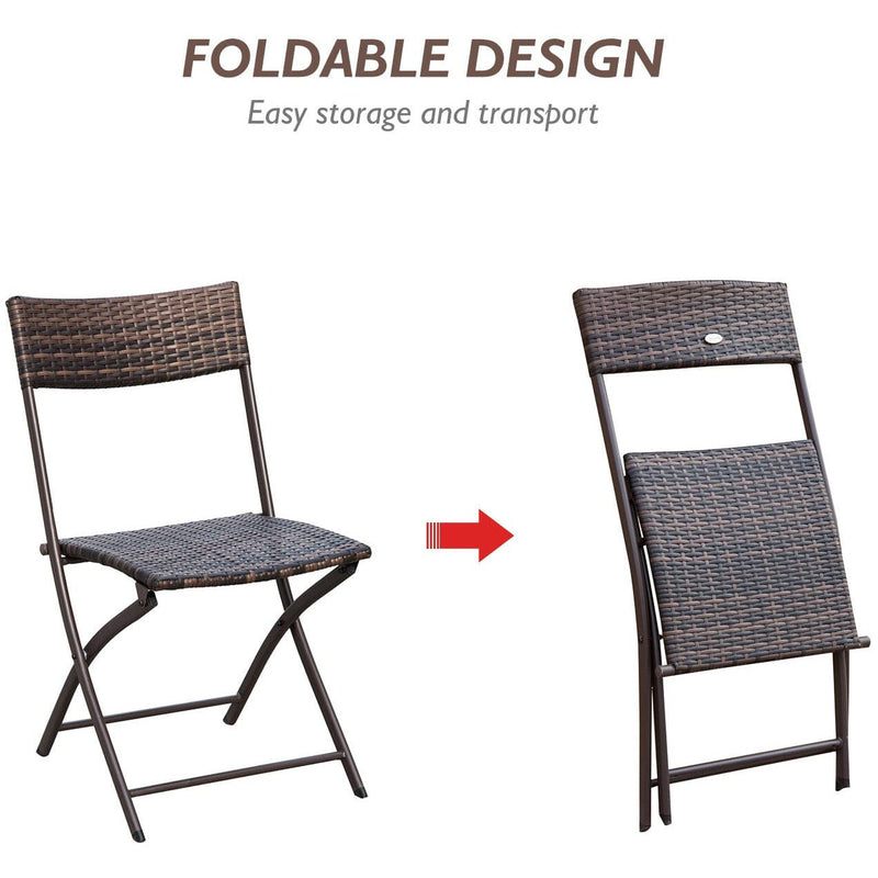 2 Seater Rattan Bistro Set with Glass Coffee Table - Brown