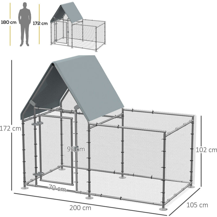 Large Galvanised Walk In Chicken Run w/ Water-Resist Cover