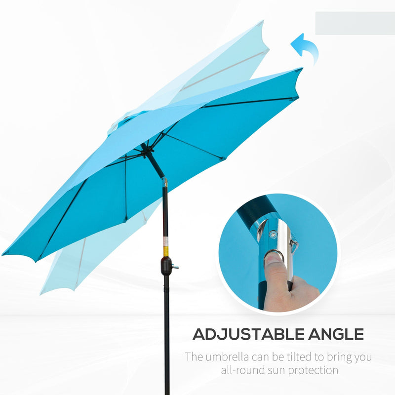 2.6M Patio Parasol with Aluminium Frame, Blue Outsunny