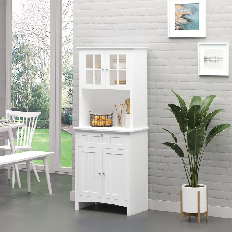 White Kitchen Cabinet with Glass Doors on Top