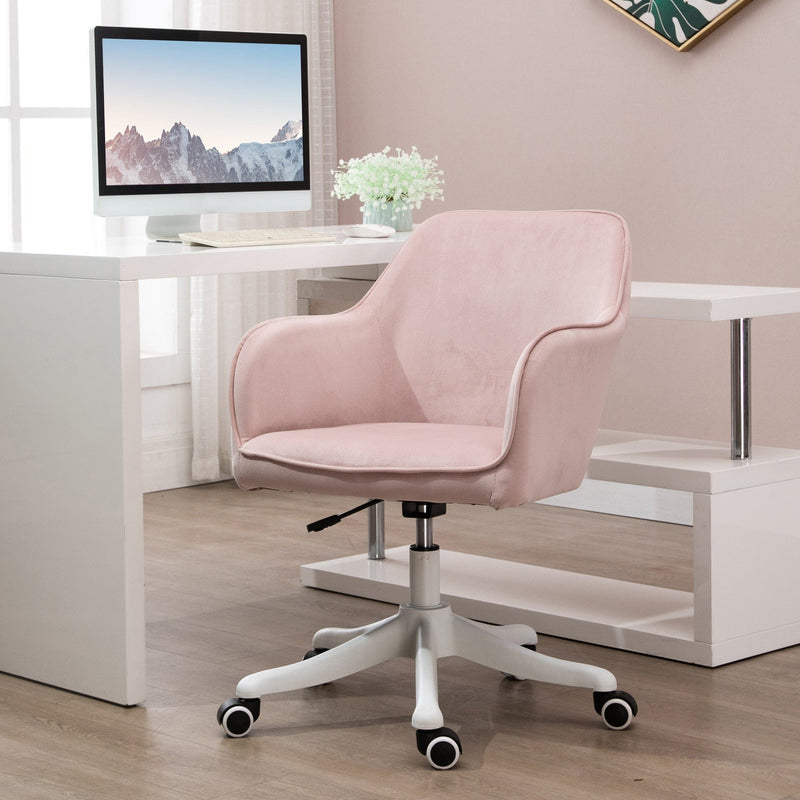 Pink Velvet Office Chair with Rechargeable Vibration Massage