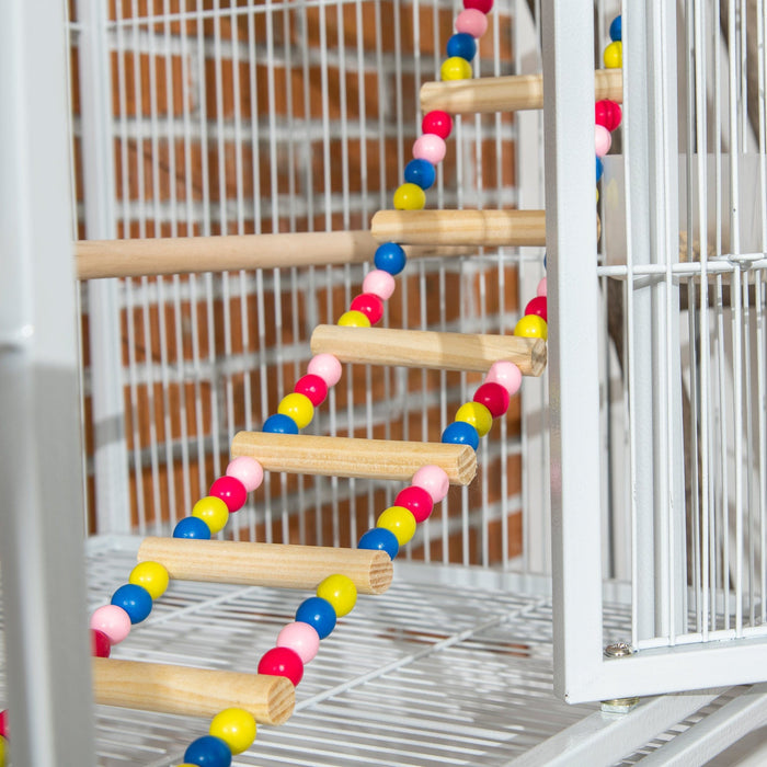PawHut White 3-Tier Bird Cage with Toys