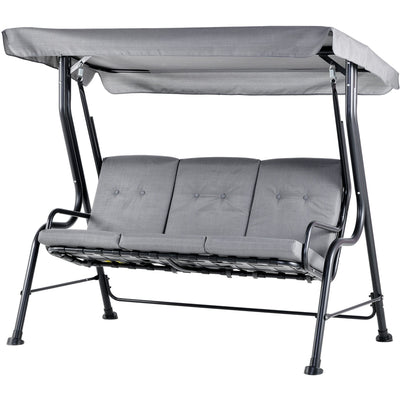 3 Seater Garden Swing Chair Hammock With Canopy, Bed Outsunny