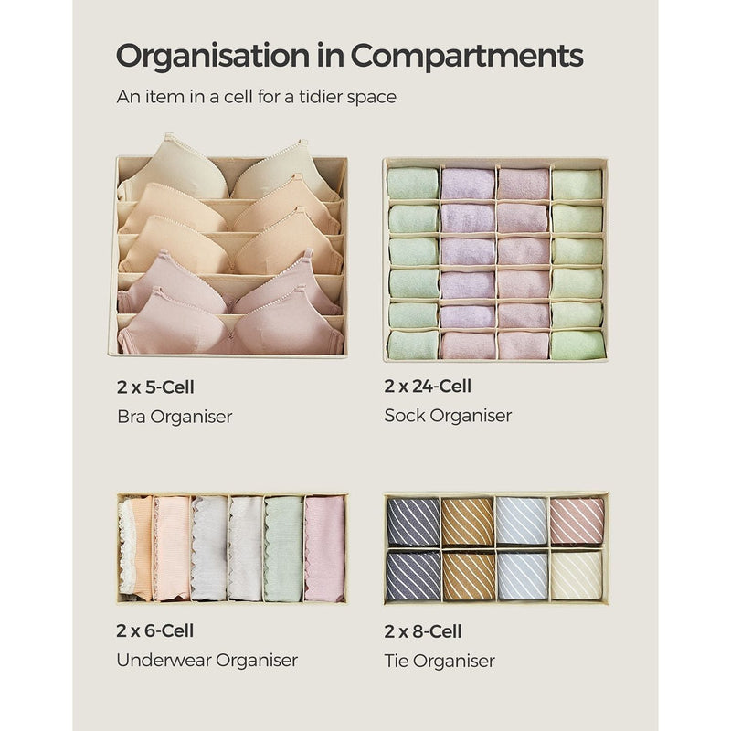 Underwear Drawer Organizer, Set of 8