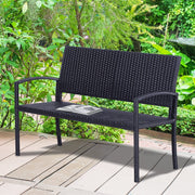 Outsunny Rattan Chair 2-Seater Loveseat-Black Outsunny