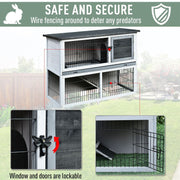 Fir Wood Animal Hutch With Slide Out Tray - Grey Pawhut