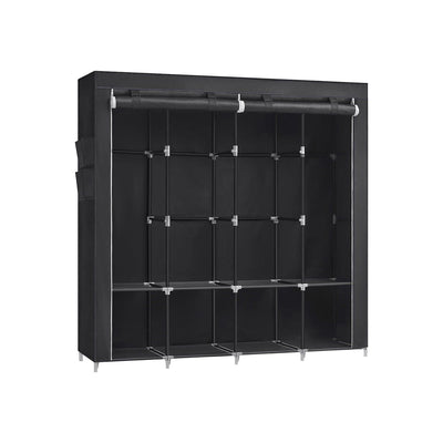 Portable Wardrobe With Cover Black Songmics