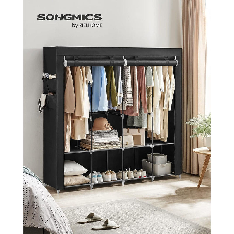 Portable Wardrobe With Cover Black