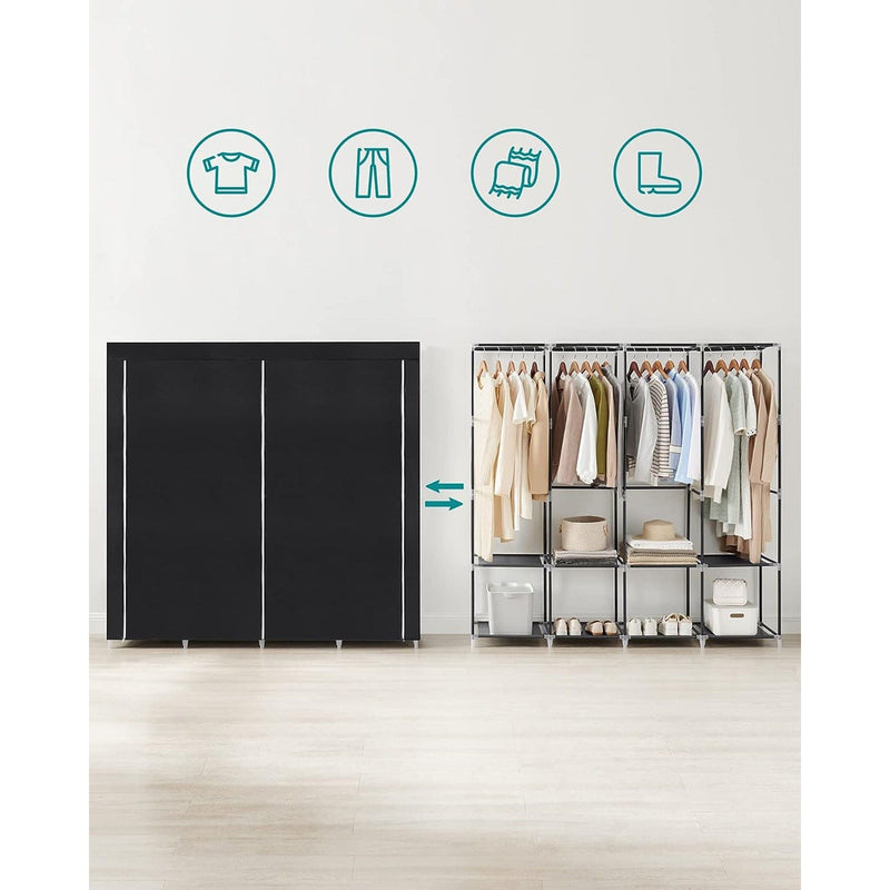 Portable Wardrobe With Cover Black